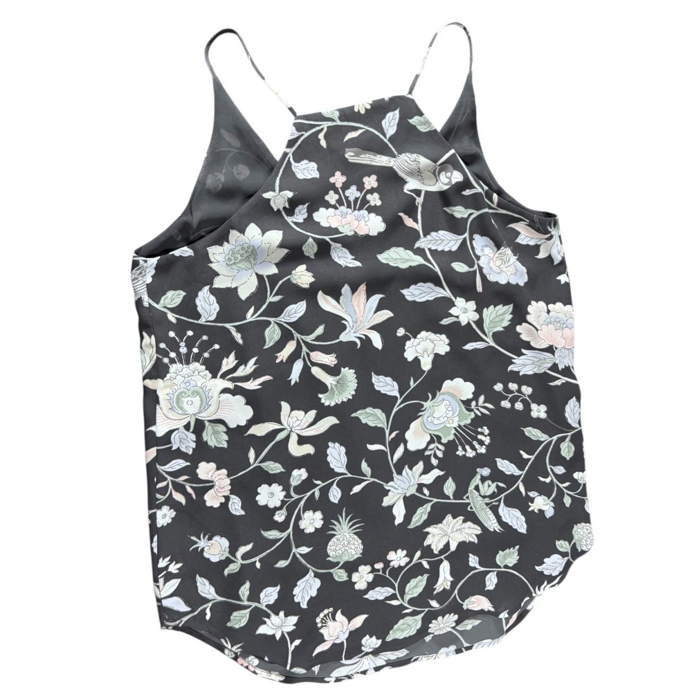 LOFT Floral Bird Print V Neck Spaghetti Strap Cami Tank Top Women's - Picture 3 of 4